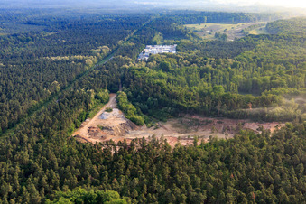 Carrière de sable de Kalksandsteinwerke Schencking GmbH & Co. KG, usine de Bienwald à le quartier Büchelberg in Wörth am Rhein dans le département Rhénanie-Palatinat, Allemagne vue d'en haut