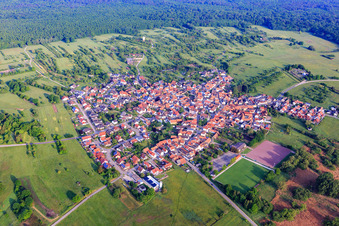 Vue aérienne de De l'est à le quartier Büchelberg in Wörth am Rhein dans le département Rhénanie-Palatinat, Allemagne