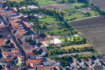 Vue aérienne de Jardin du château de Hallberg à Fußgönheim dans le département Rhénanie-Palatinat, Allemagne