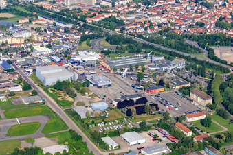 Vue aérienne de Musée de la technologie Speyer vu de l'est à Speyer dans le département Rhénanie-Palatinat, Allemagne