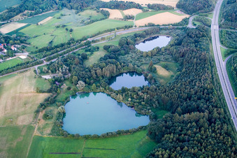 Vue aérienne de Lacs de hêtres à le quartier Güttingen in Radolfzell am Bodensee dans le département Bade-Wurtemberg, Allemagne