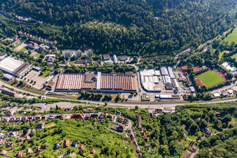 Vue aérienne de Locaux de l'usine Mauser-Werke Oberndorf Maschinenbau GmbH à Oberndorf am Neckar dans le département Bade-Wurtemberg, Allemagne