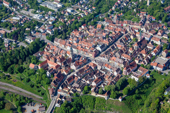 Vue aérienne de Quartier de la vieille ville et centre-ville à Rottweil dans le département Bade-Wurtemberg, Allemagne