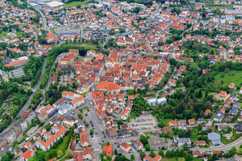 Vue aérienne de Vieille ville à Hechingen dans le département Bade-Wurtemberg, Allemagne