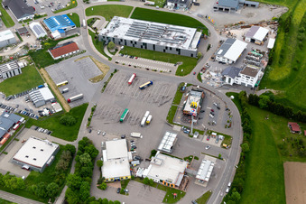 Vue aérienne de Station-service d'autoroute TOTAL Autohof sur la BAB 81 à Vöhringen dans le département Bade-Wurtemberg, Allemagne