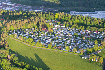 Vue aérienne de Camping Schüttehof Horb à Horb am Neckar dans le département Bade-Wurtemberg, Allemagne