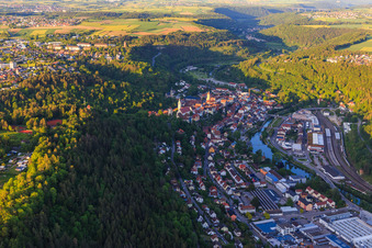 Vue aérienne de Neckarstr à Horb am Neckar dans le département Bade-Wurtemberg, Allemagne