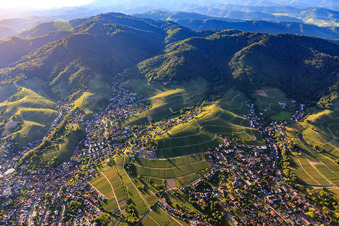 Vue aérienne de Vue de la ville depuis le sud-ouest, nichée au milieu des vignobles. à le quartier Zell in Offenburg dans le département Bade-Wurtemberg, Allemagne