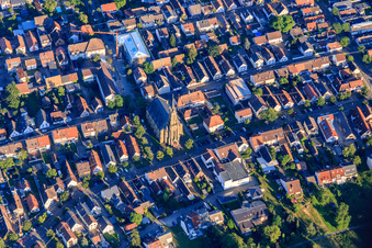 Photographie aérienne de Église évangélique Neureut Nord à le quartier Neureut in Karlsruhe dans le département Bade-Wurtemberg, Allemagne