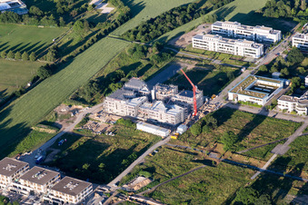 Vue aérienne de Chantier de construction du LTC à le quartier Rintheim in Karlsruhe dans le département Bade-Wurtemberg, Allemagne