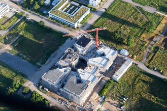 Chantier de construction du LTC - Linder Technology Campus dans la Wilhelm-Schickard-Straße dans le parc technologique Karlsruhe à le quartier Rintheim in Karlsruhe dans le département Bade-Wurtemberg, Allemagne vue d'en haut