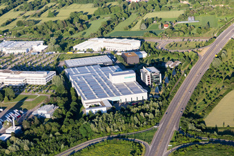 Vue aérienne de Alois Schmitt GmbH à le quartier Durlach in Karlsruhe dans le département Bade-Wurtemberg, Allemagne