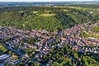 Vue oblique de Quartier Untergrombach in Bruchsal dans le département Bade-Wurtemberg, Allemagne