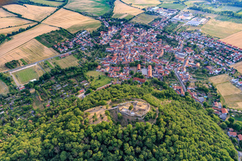 Photographie aérienne de Ruines du château de Mühlburg à le quartier Mühlberg in Drei Gleichen dans le département Thuringe, Allemagne