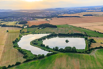 Vue aérienne de Étangs de Crumbach à Friedrichroda dans le département Thuringe, Allemagne