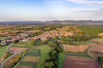 Vue aérienne de De l'est à le quartier Geinsheim in Neustadt an der Weinstraße dans le département Rhénanie-Palatinat, Allemagne