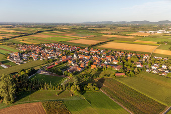 Vue aérienne de Vue de la ville avec le terrain en herbe du SV 1964 eV depuis le nord-est. à le quartier Mörlheim in Landau in der Pfalz dans le département Rhénanie-Palatinat, Allemagne
