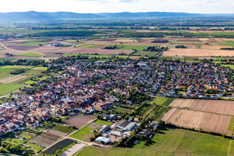 Vue aérienne de Du sud-est à Zeiskam dans le département Rhénanie-Palatinat, Allemagne