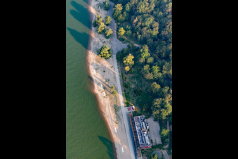 Vue aérienne de Plage du Rhin Mannheim-Neckarau, PURiNO à le quartier Niederfeld in Mannheim dans le département Bade-Wurtemberg, Allemagne