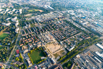 Vue oblique de Homerun, ancienne caserne américaine de Turley à le quartier Neckarstadt-Ost in Mannheim dans le département Bade-Wurtemberg, Allemagne