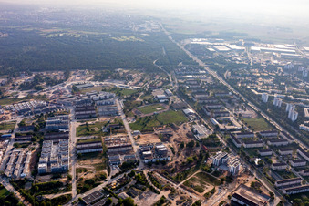 Vue aérienne de Benjamin Franklin Village à le quartier Käfertal in Mannheim dans le département Bade-Wurtemberg, Allemagne