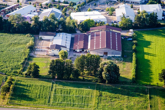 Vue aérienne de Ferme équestre Oliver Wehnes à le quartier Minderslachen in Kandel dans le département Rhénanie-Palatinat, Allemagne