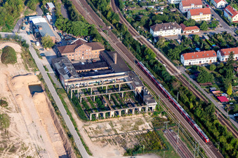 Vue aérienne de Ancien dépôt ferroviaire à le quartier Bahnstadt in Heidelberg dans le département Bade-Wurtemberg, Allemagne