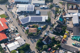 Vue aérienne de Matériaux de construction Mergner à Oberhausen-Rheinhausen dans le département Bade-Wurtemberg, Allemagne