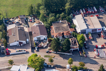Vue aérienne de Taxi Beil à Barthelsmühlring dans la zone industrielle de Horst à le quartier Minderslachen in Kandel dans le département Rhénanie-Palatinat, Allemagne