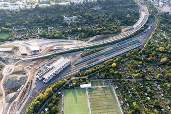 Vue aérienne de Eintracht Francfort eV à le quartier Seckbach in Frankfurt am Main dans le département Hesse, Allemagne