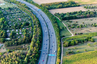 Vue aérienne de Autoroute A661 à KGV Cronberger eV Anlage 12 à le quartier Preungesheim in Frankfurt am Main dans le département Hesse, Allemagne