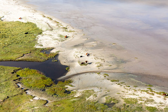 Vue aérienne de Paysage de plage de sable le long de la côte de la mer du Nord à Fanø à Fanø dans le département Syddanmark, Danemark