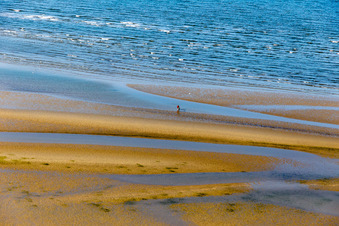 Côte ouest à marée basse à Fanø dans le département Syddanmark, Danemark depuis l'avion