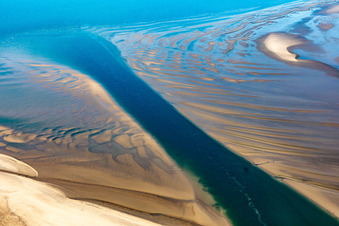 Vue aérienne de Priel au banc de sable Peter Meyers dans le sud de l'île de Fanø en mer du Nord à Fanø dans le département Syddanmark, Danemark