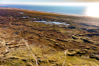 Vue aérienne de Parc national de la mer des Wadden à Fanø dans le département Syddanmark, Danemark