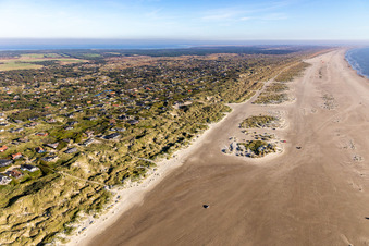 Vue aérienne de Plage de Rindby à Fanø dans le département Syddanmark, Danemark