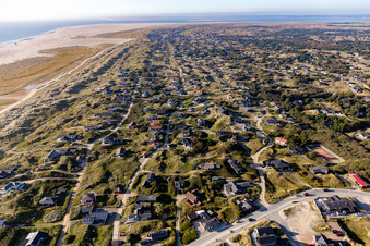 Photographie aérienne de Maisons de vacances confortables à Rindby Strand à Fanø dans le département Syddanmark, Danemark