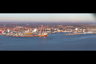 Vue aérienne de Port à Esbjerg dans le département Syddanmark, Danemark