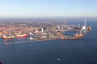 Vue aérienne de Port à Esbjerg dans le département Syddanmark, Danemark