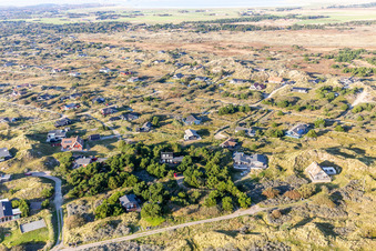 Vue aérienne de Maisons de vacances Hyggeligge dans les dunes à Fanø dans le département Syddanmark, Danemark