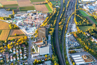 Vue aérienne de Société de construction Wüstenrot à le quartier Ludwigsburg-Mitte in Ludwigsburg dans le département Bade-Wurtemberg, Allemagne