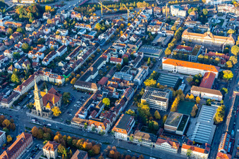 Photographie aérienne de Église Friedenskirche à Karlsplatz à Ludwigsburg dans le département Bade-Wurtemberg, Allemagne