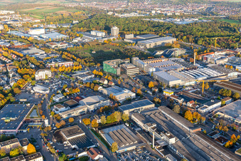 Vue aérienne de Zone industrielle Ouest à le quartier Pflugfelden in Ludwigsburg dans le département Bade-Wurtemberg, Allemagne