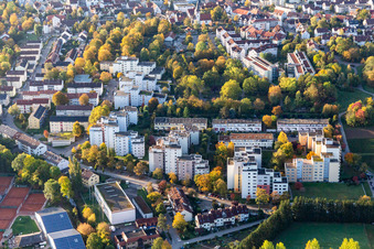 Vue aérienne de Immeubles d'appartements mitoyens sur Bauernstr à Ditzingen dans le département Bade-Wurtemberg, Allemagne