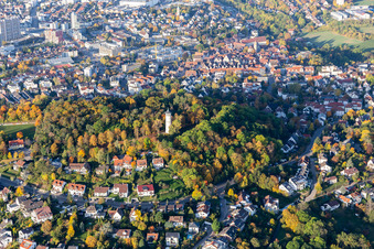Vue aérienne de Tour d'Engelberg, prairie d'Engelberg à Leonberg dans le département Bade-Wurtemberg, Allemagne