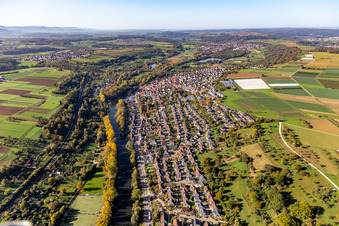 Vue aérienne de Quartier de Neckarhausen à Nürtingen dans le département Bade-Wurtemberg, Allemagne
