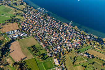 Vue aérienne de Zones riveraines du lac de Constance en Dingelsdorf à le quartier Dingelsdorf in Konstanz dans le département Bade-Wurtemberg, Allemagne