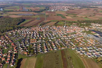 Vue aérienne de Röthlein dans le département Bavière, Allemagne