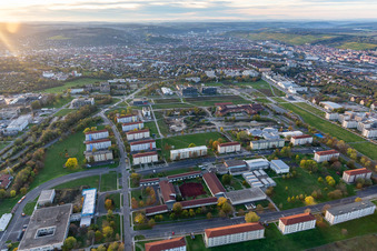 Vue aérienne de Campus Hubland Nord de l'Université Würzburg à le quartier Frauenland in Würzburg dans le département Bavière, Allemagne