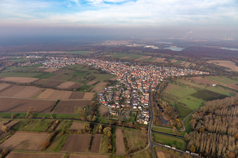 Vue aérienne de Neuburg am Rhein dans le département Rhénanie-Palatinat, Allemagne